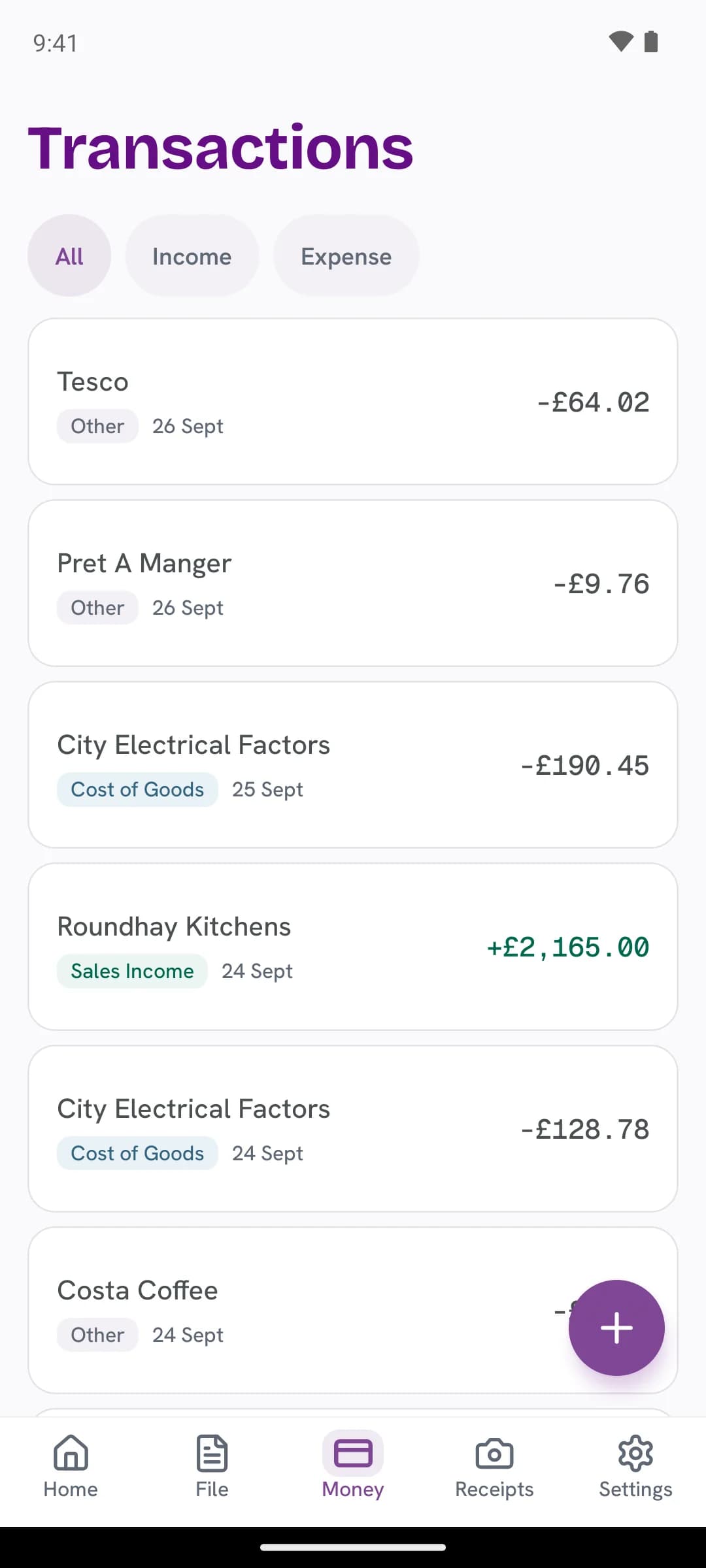 Marking a transaction business or personal on the TapTax app