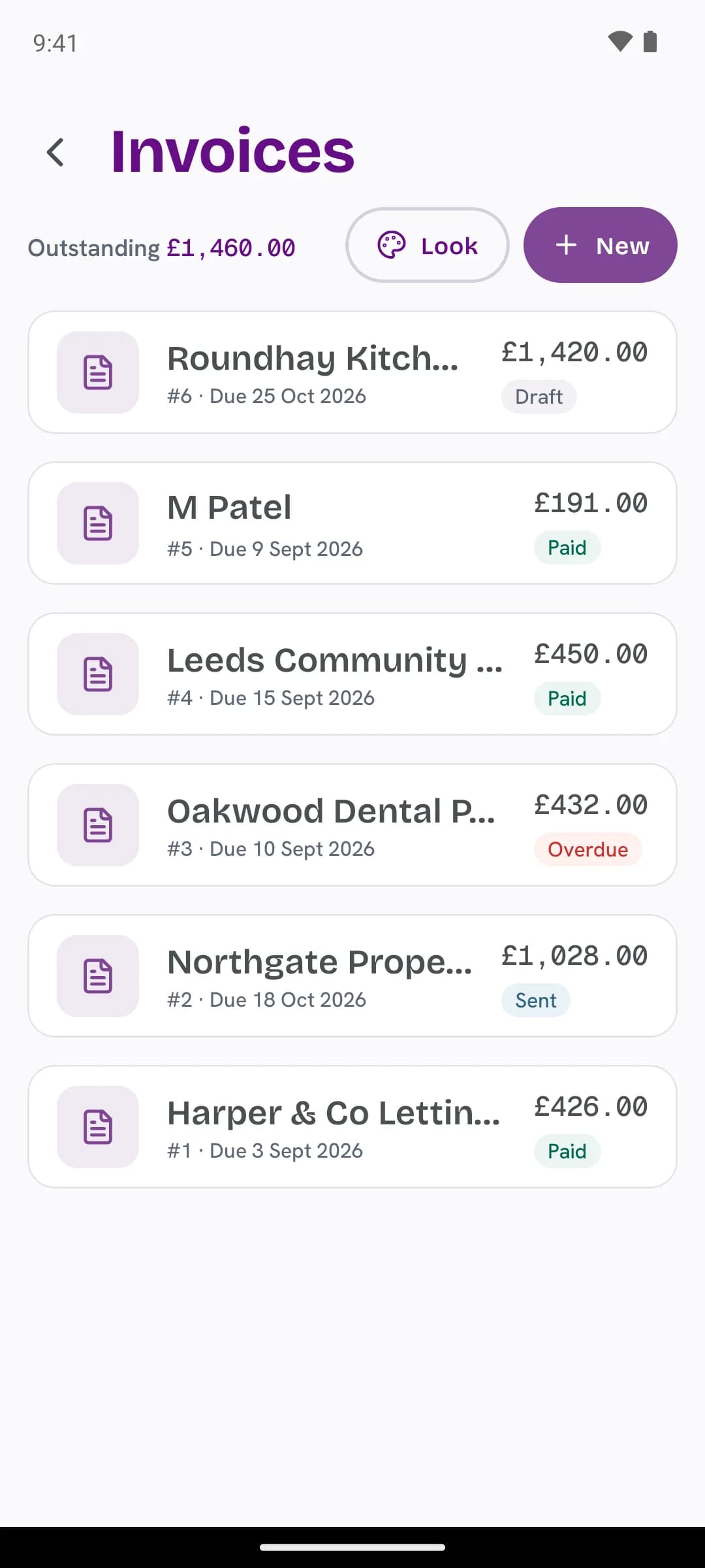 An invoice on the TapTax app