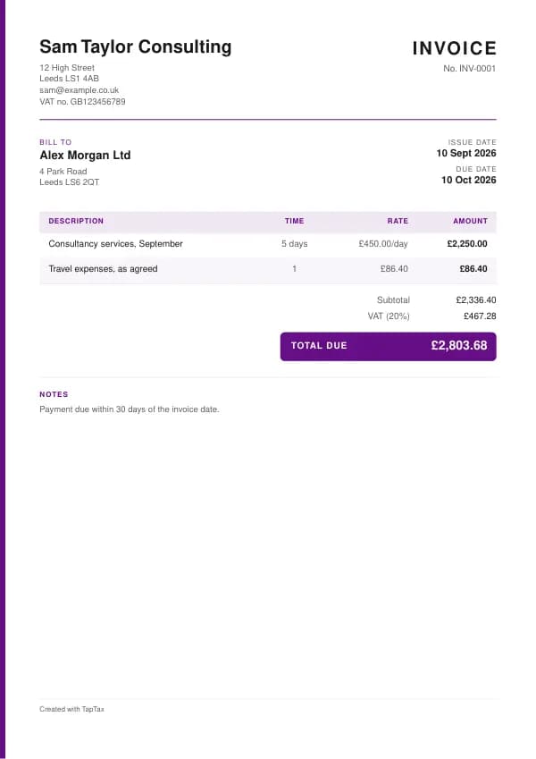 The invoice template